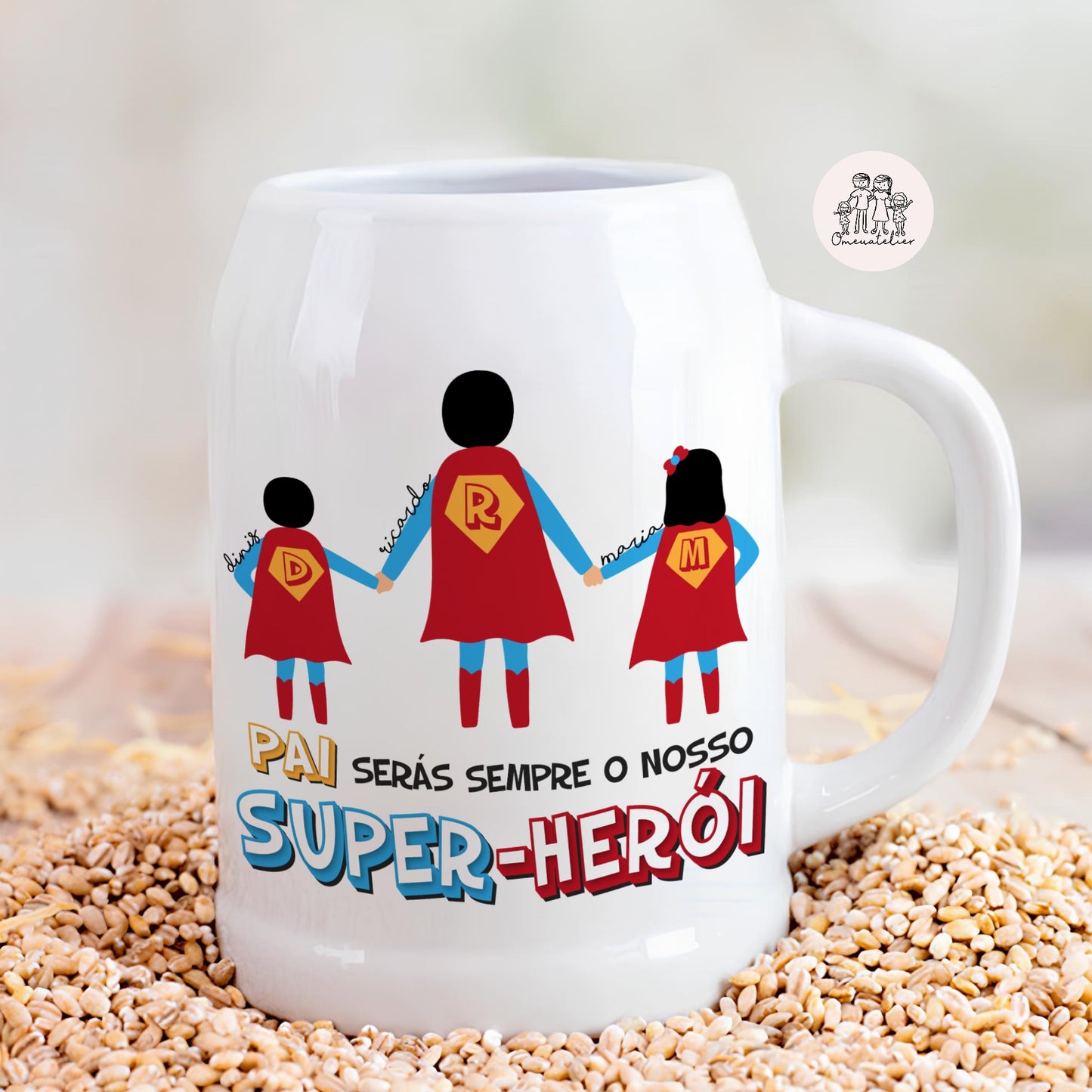 Caneca de Cerveja 0,6L dia do Pai “Super-herói” Personalizada