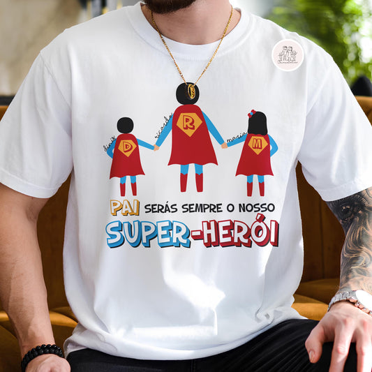 T-shirt dia do Pai “Super-herói” Personalizada