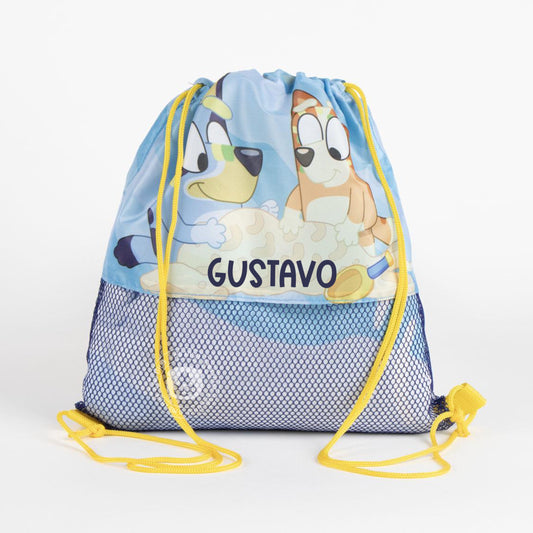 Conjunto de Verão Personalizado Bluey – Toalha, Boné e Mochila Saco com Nome