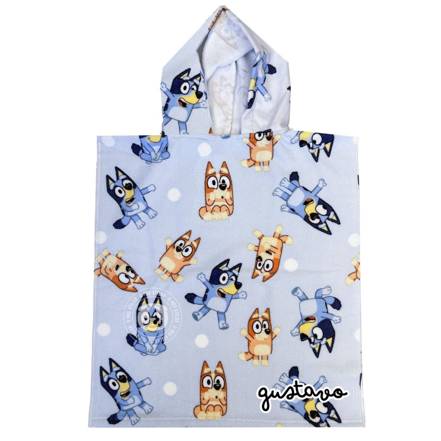 Poncho de Praia Bluey Personalizado com Nome – Tamanho Infantil