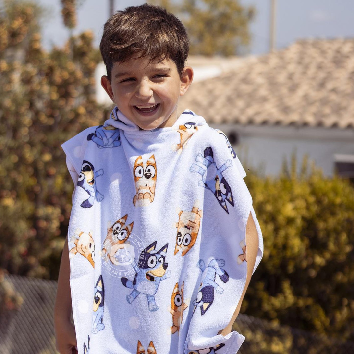 Poncho de Praia Bluey Personalizado com Nome – Tamanho Infantil