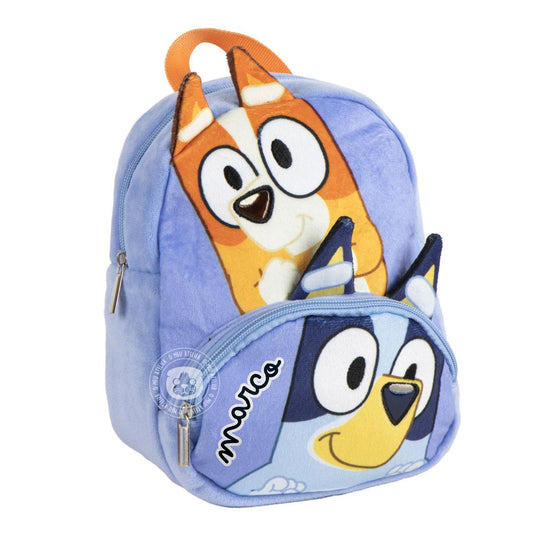 Mochila de Creche Bluey e Bingo em Peluche – Personalizada com Nome