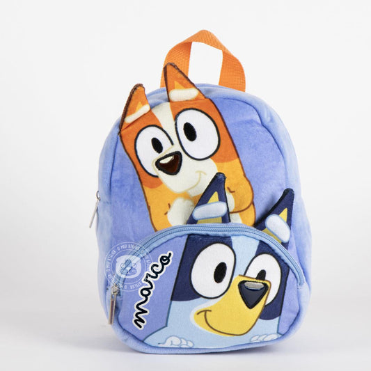 Mochila de Creche Bluey e Bingo em Peluche – Personalizada com Nome