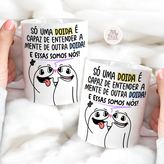 Caneca de cerâmica Flork “Amigas Doidas”