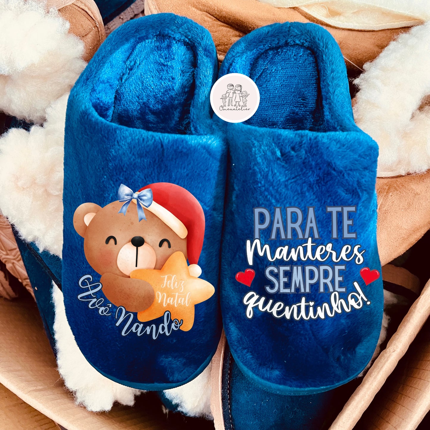 Chinelos de pêlo personalizados “Sempre quentinhos”