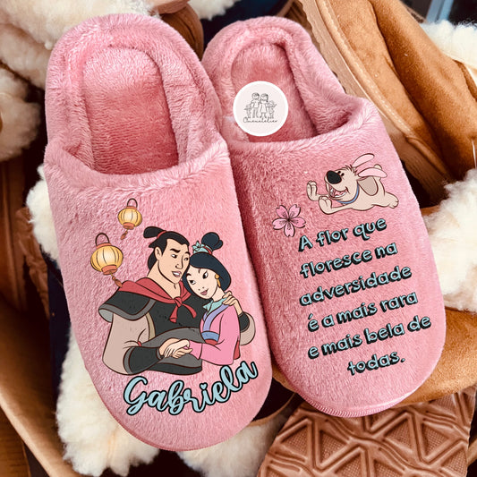 Chinelos de pêlo curto personalizados “Mulan”