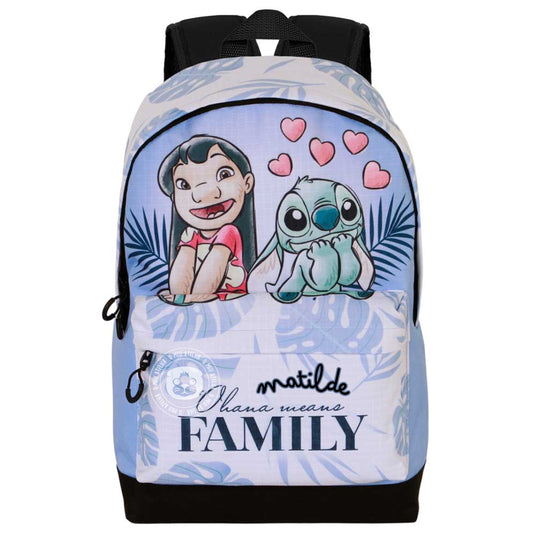 Mochila Personalizada Lilo & Stitch – "Ohana Means Family" com Nome