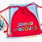 Saco Mochila Personalizado com Nome – Tecido Estilo Bombazina