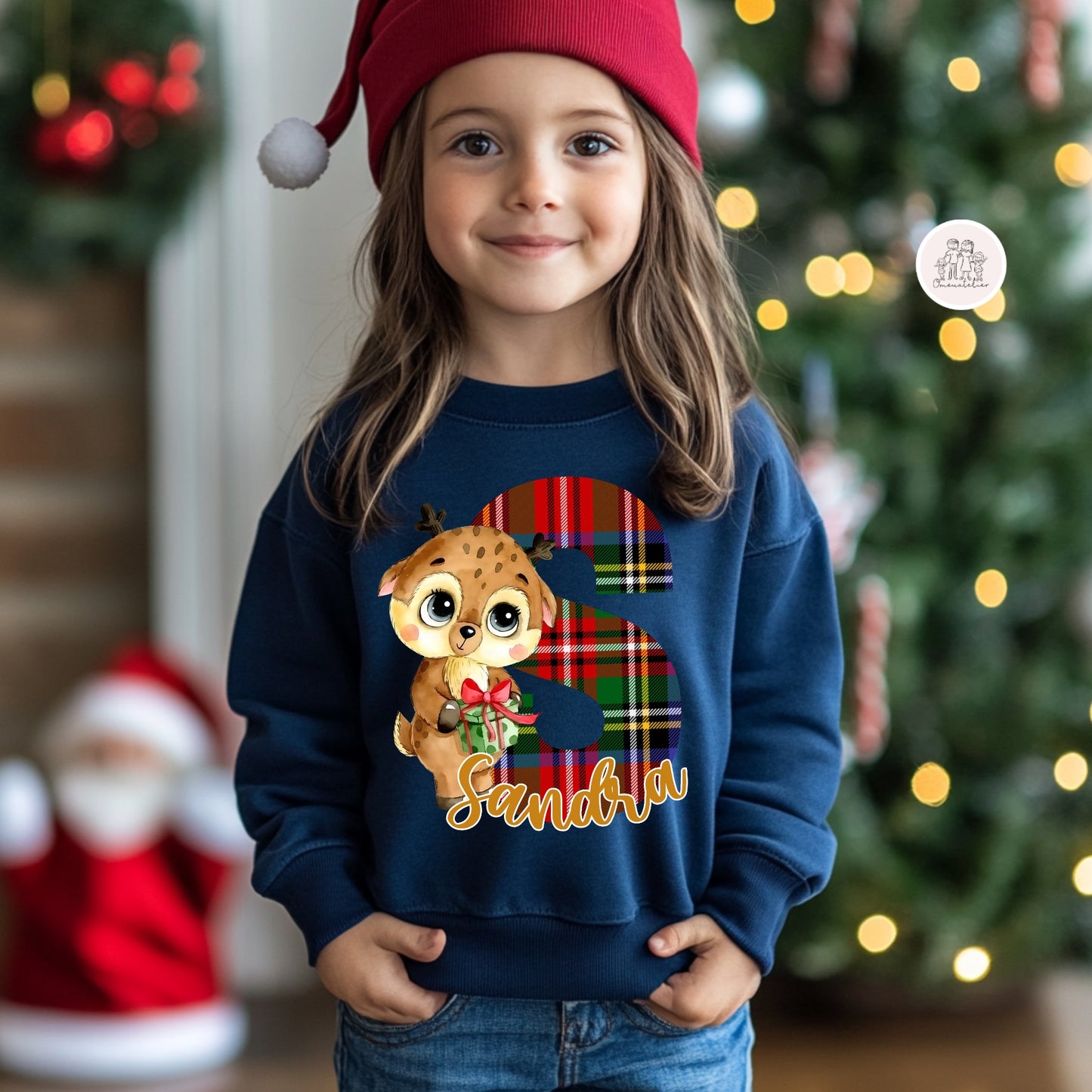 Camisola Personalizada de Natal “Reninha Xadrez”