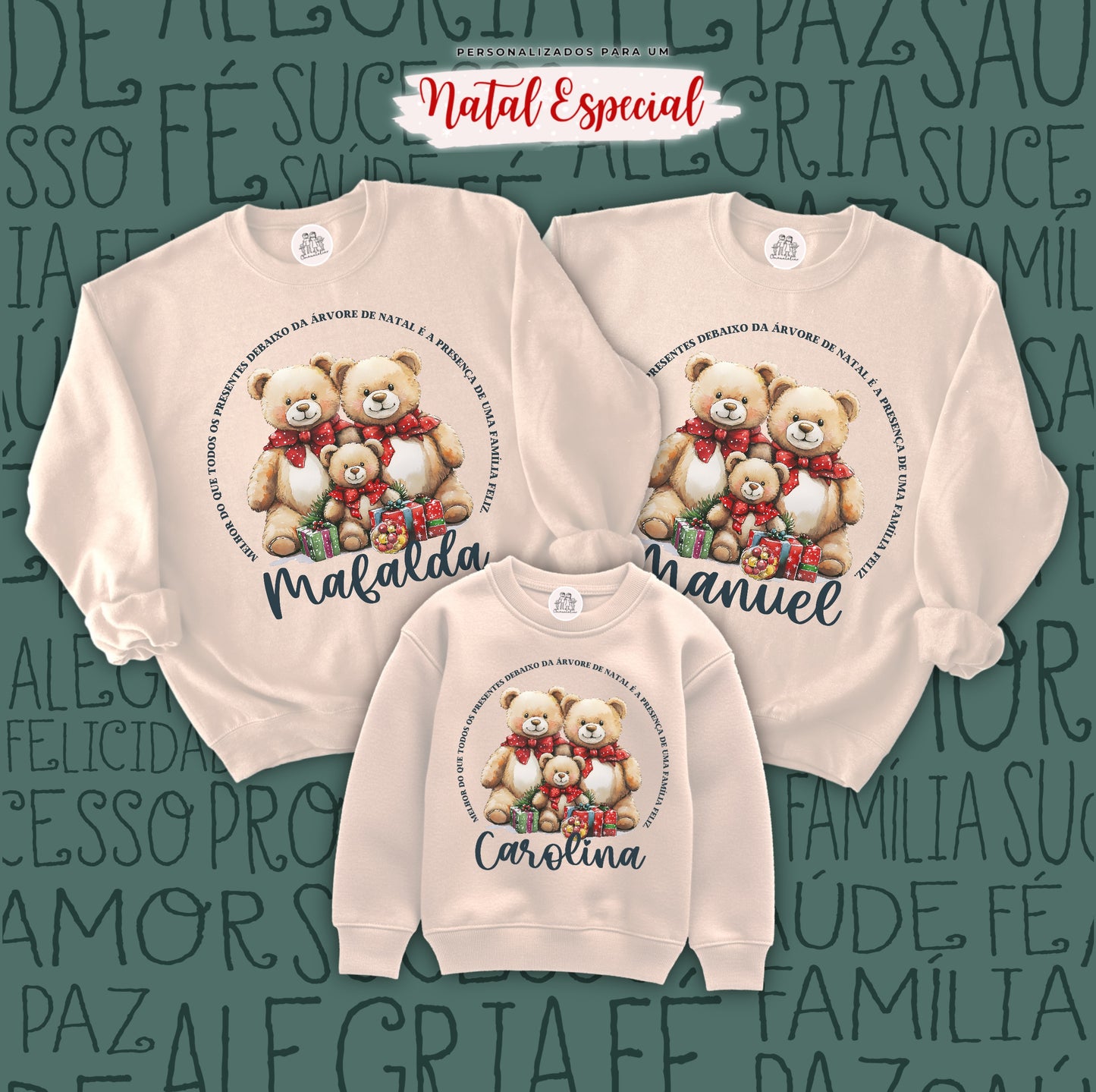 Camisola Personalizada de Natal “Família Ursinhos”