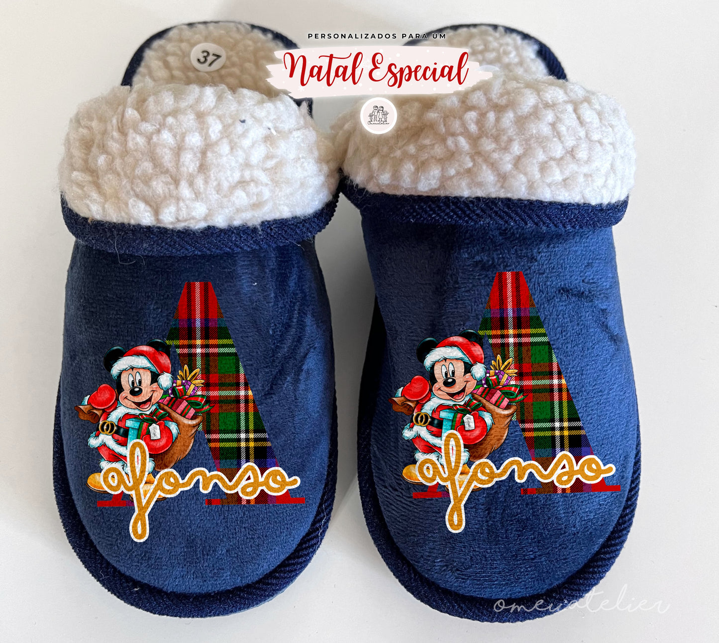 Chinelos pelo de carneiro personalizados “Mickey & Minnie”