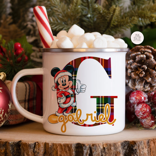 Caneca de esmalte Natal “Mickey & Minnie”