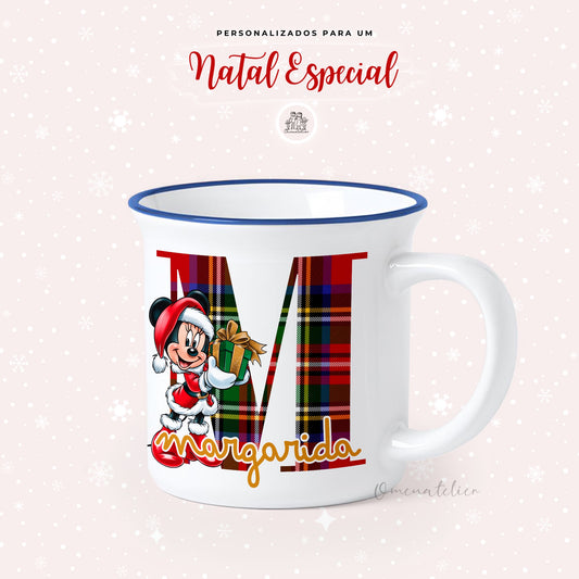 Caneca de cerâmica estilo vintage personalizada “Minnie & Mickey”