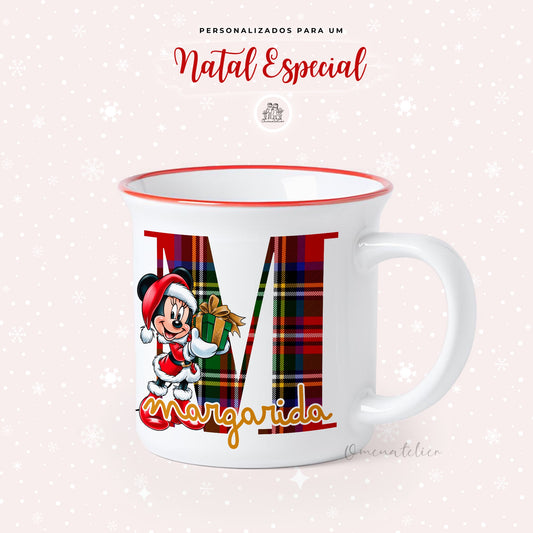 Caneca de cerâmica estilo vintage personalizada “Minnie & Mickey”