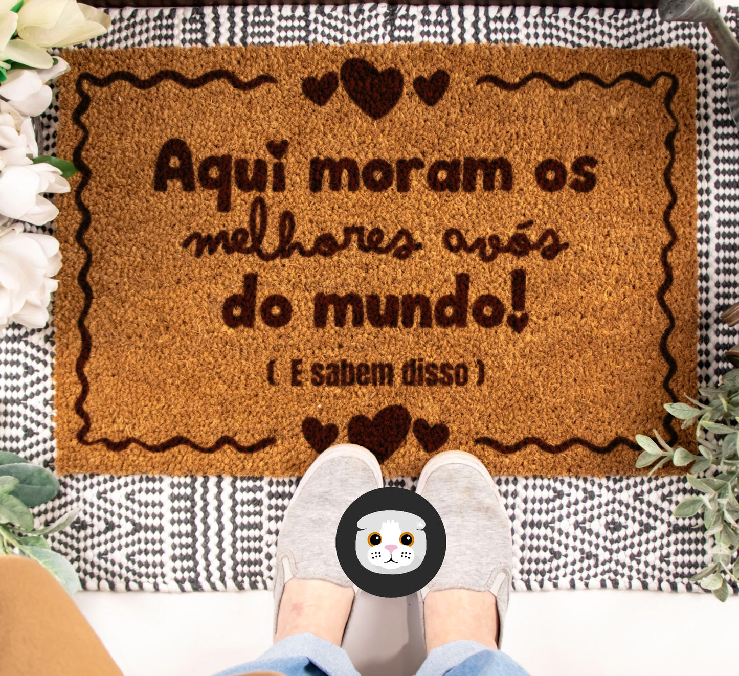 Tapete de entrada personalizado “Aqui vivem os melhores Avós…”