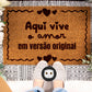 Tapete de entrada personalizado “Aqui vive o amor…”