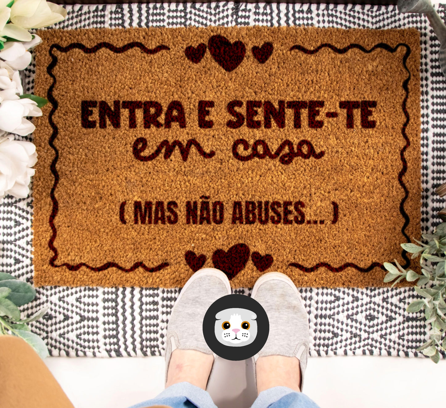 Tapete de entrada personalizado “Entra… mas não abuses”