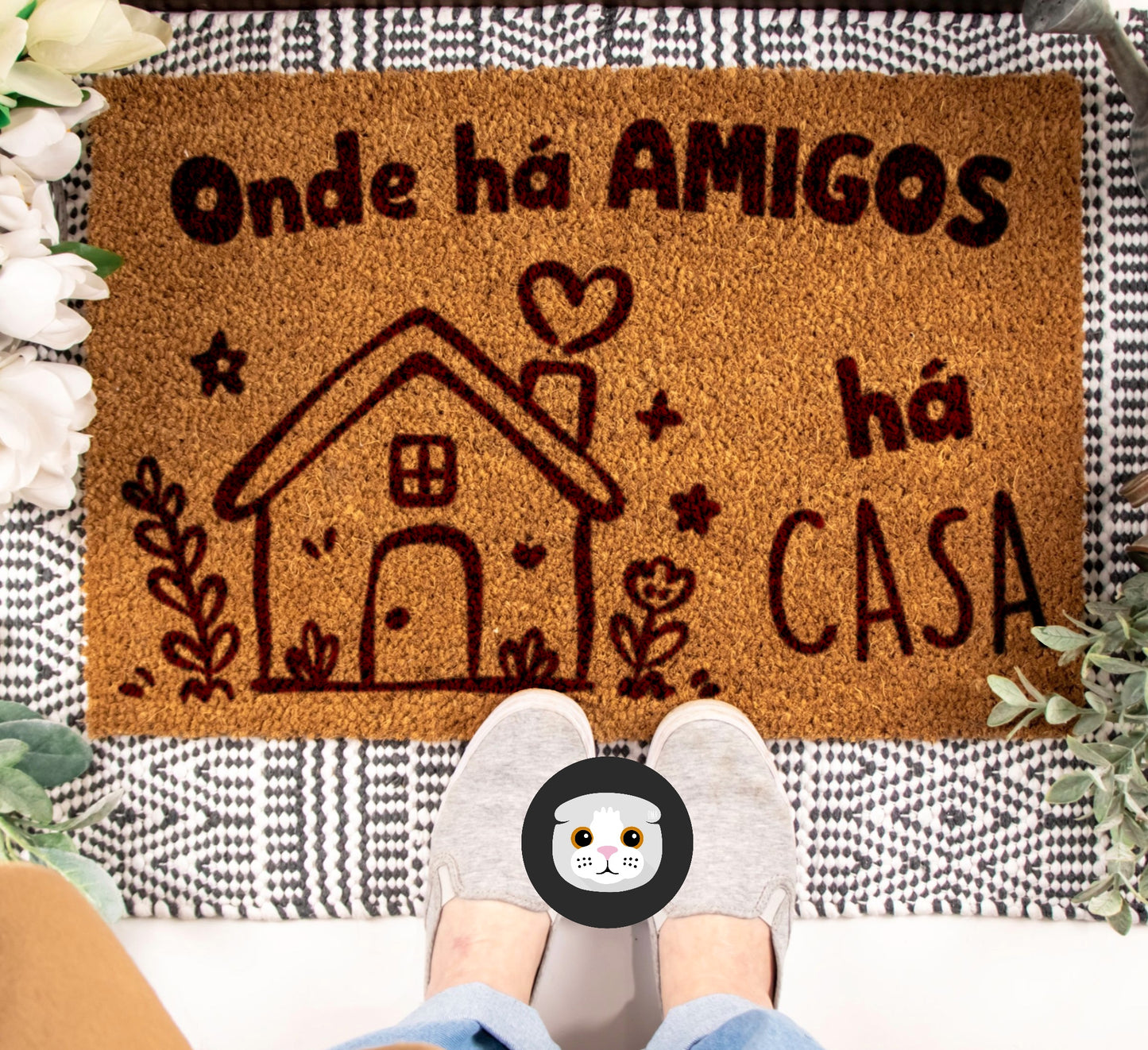 Tapete de entrada personalizado “Onde há amigos…”