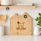 Tábua em Bambu Personalizada – Formato Casa para Restaurantes