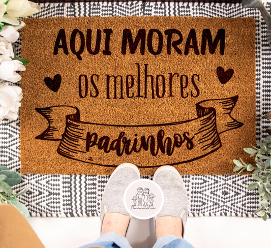 Tapete de entrada personalizado “Aqui moram os melhores”