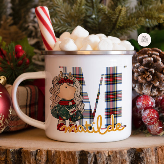 Caneca de esmalte Natal “Tilda”