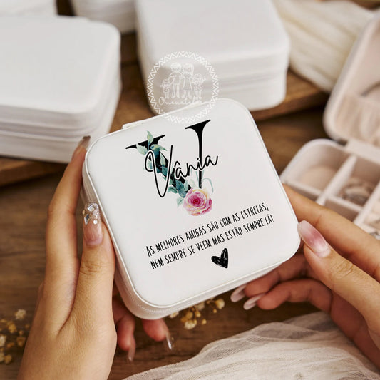Porta-Jóias personalizado “Inicial Floral - Melhores Amigas”