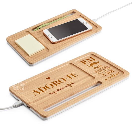 Organizador de Secretária com Carregador Wireless “Pai desde… A ser o Melhor!”