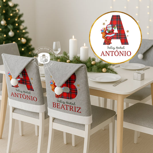 Cobre-Cadeiras de Natal Personalizados com Nome