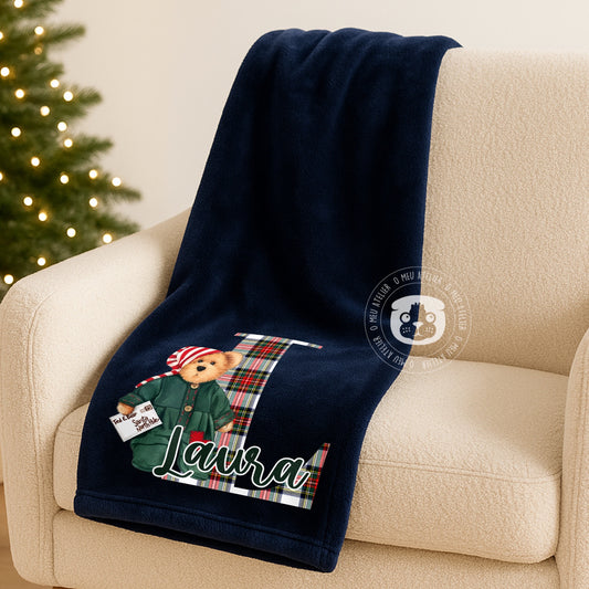 Manta Personalizada de Natal com Nome – Ursinho Fofo
