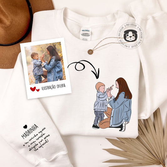 Sweatshirt Personalizada com Ilustração – A Tua Foto Transformada em Arte (Ilustração Oferta!)