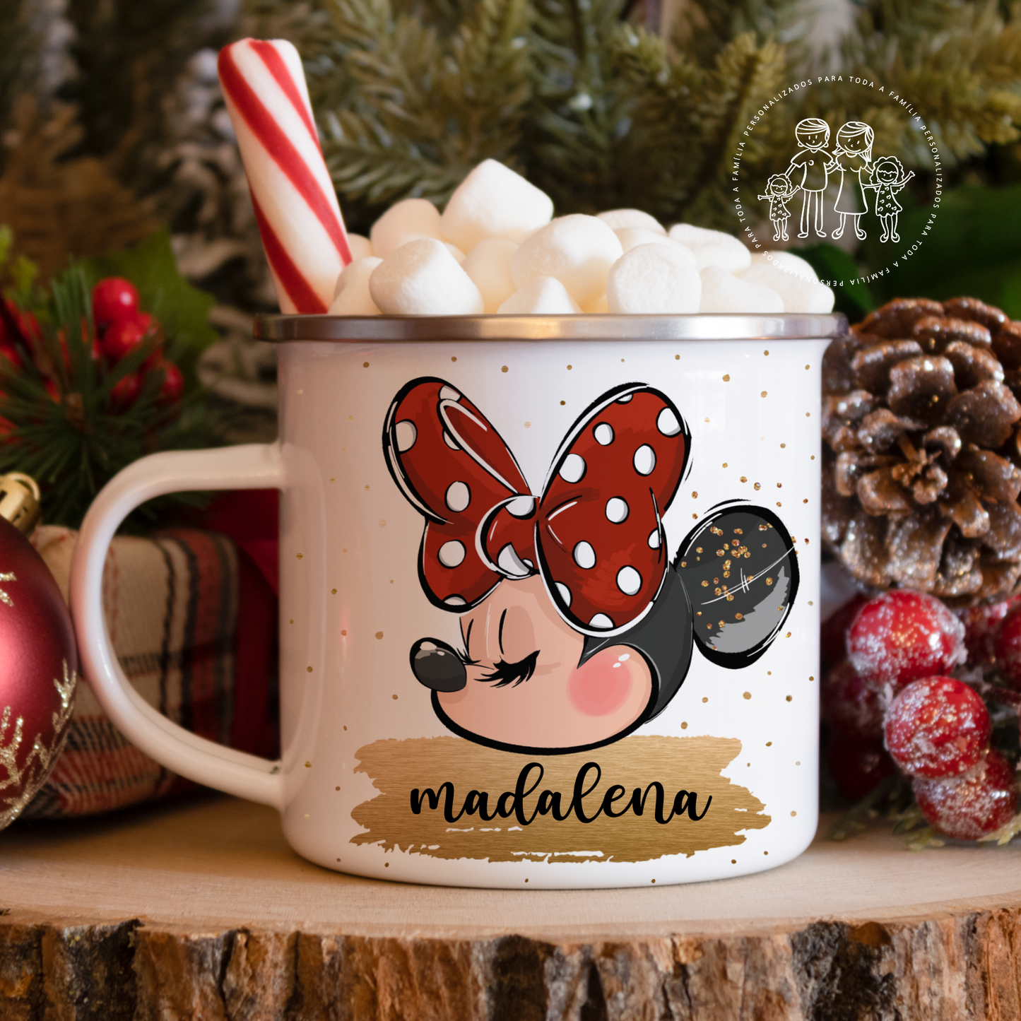 Caneca de esmalte personalizada Natal C/Nome