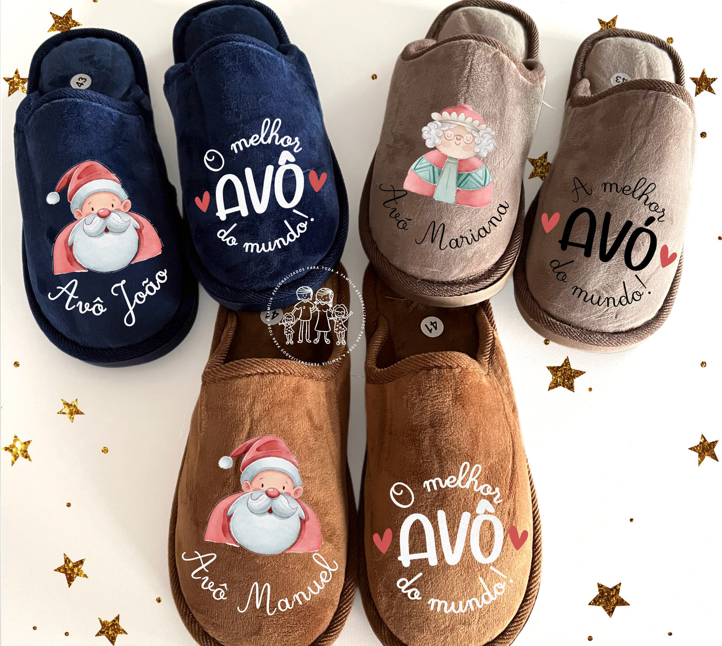 Chinelos de Natal personalizados Avós