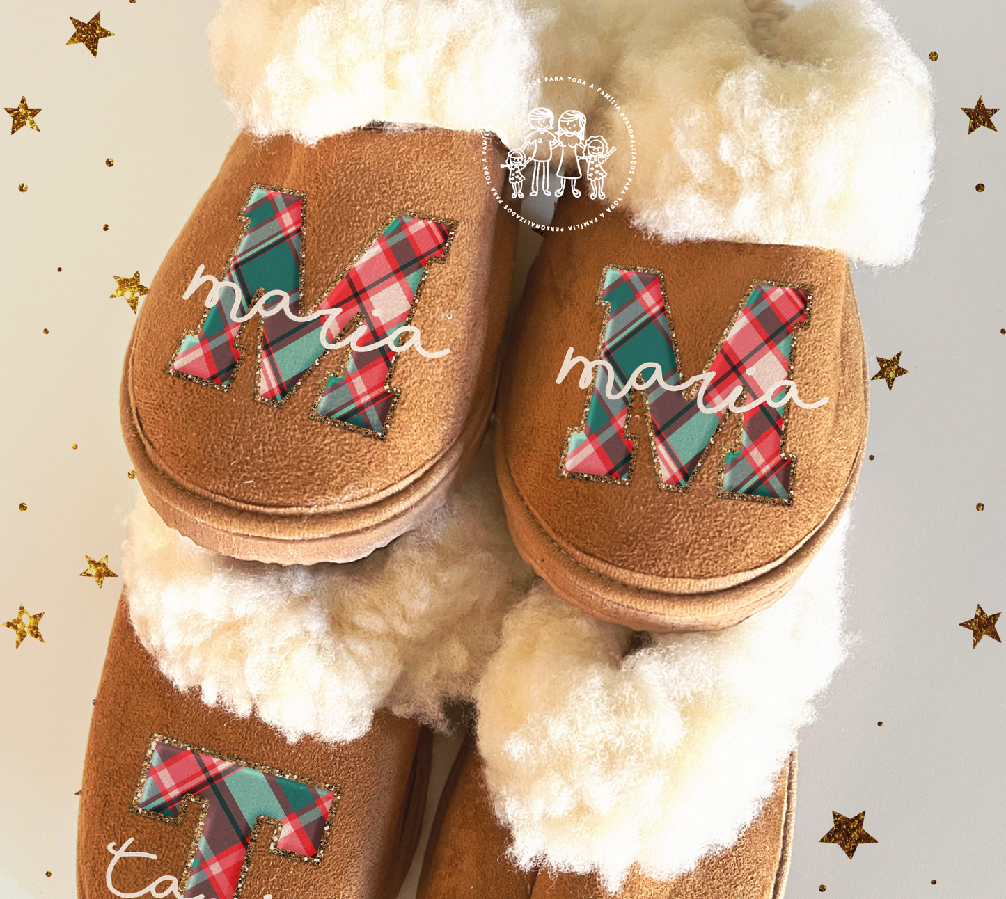 Pantufas da serra personalizadas “Inicial Xadrez”