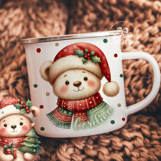 Caneca de esmalte Natal “Ursinho”