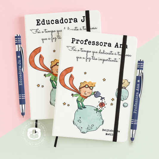 Conjunto “O Tempo Que Dedicamos” – Bloco A5 + Caneta Touch | Presente para Educadoras, Professoras ou Auxiliares