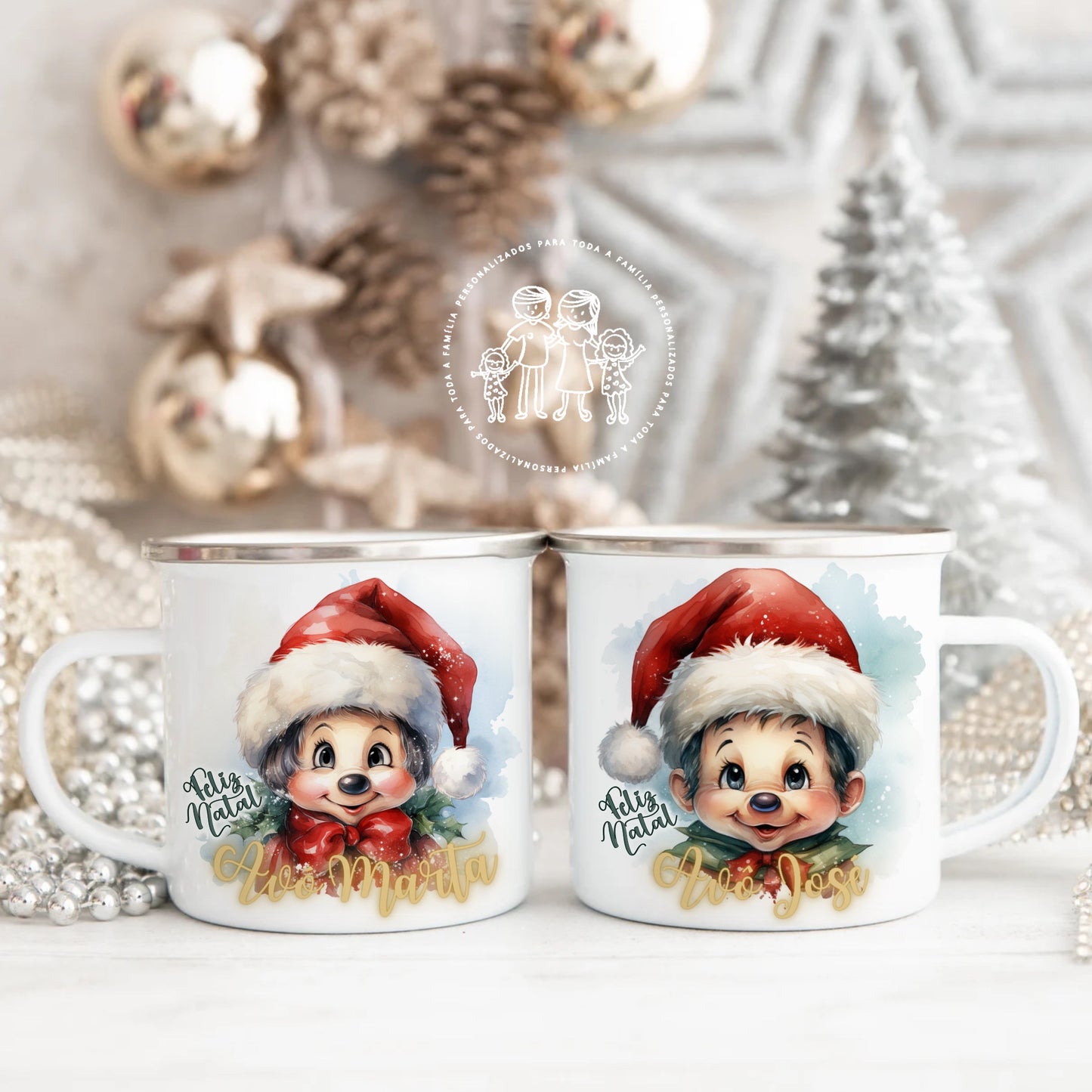 Caneca de esmalte Natal Avós