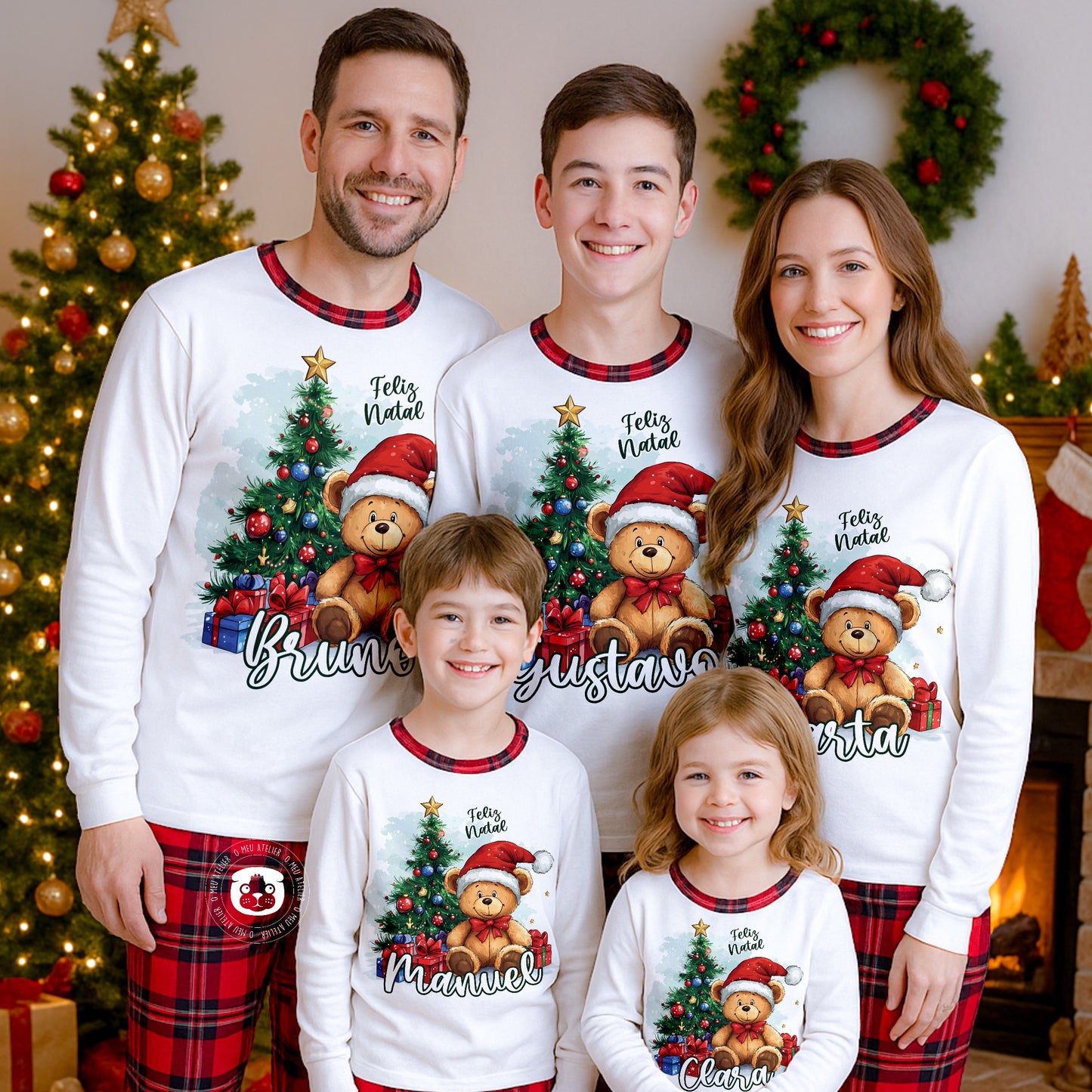 Pijama de Natal Personalizado – Família Urso Noel