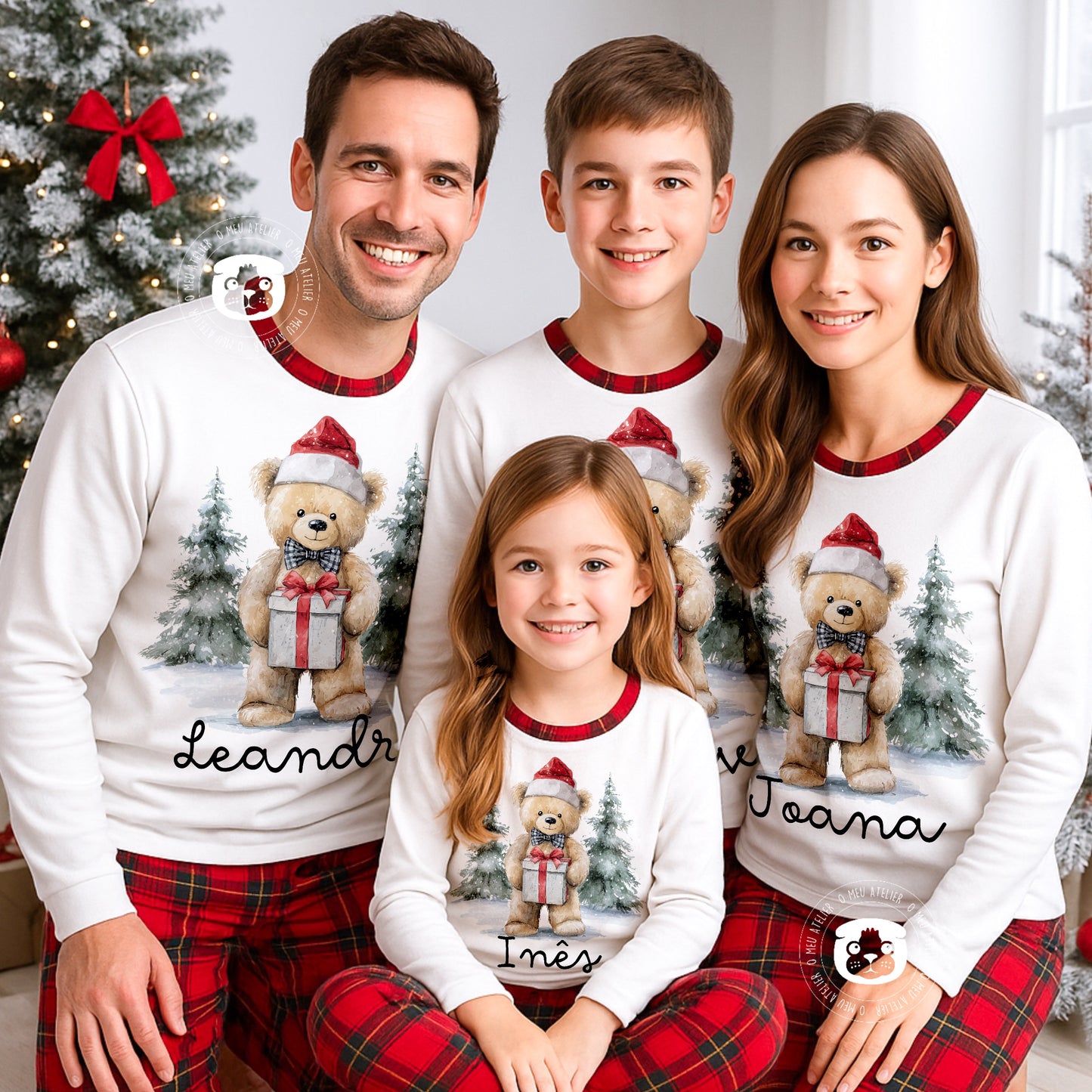Pijama de Natal Personalizado – Família Ursinho