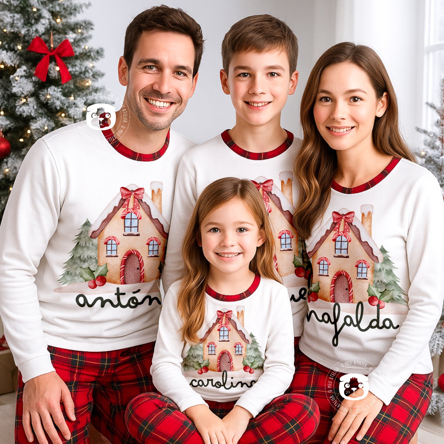 Pijama de Natal Personalizado – Família Casinha