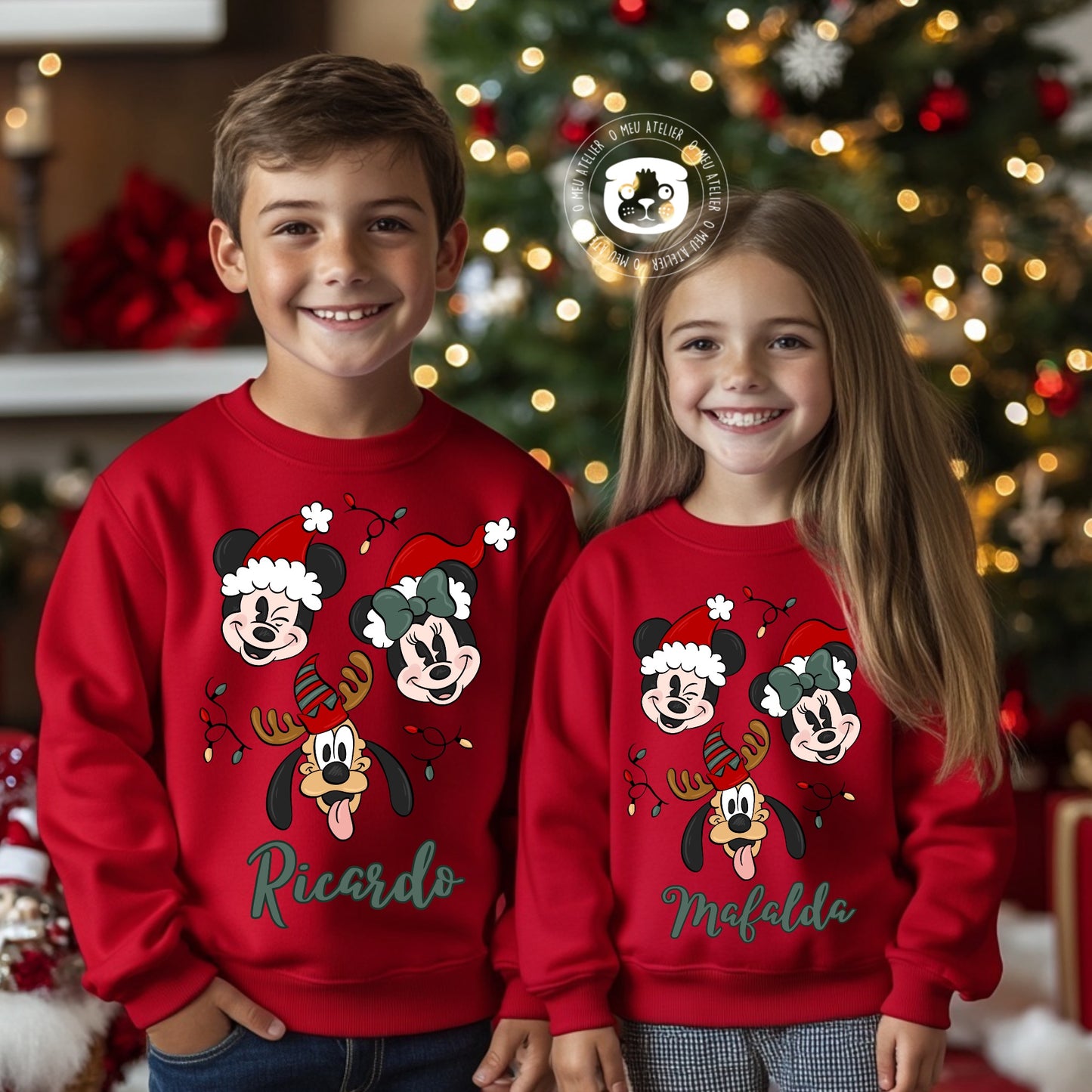 Camisolas de Natal Personalizadas com Nome – Amigos Mágicos – 100% Algodão Cardado