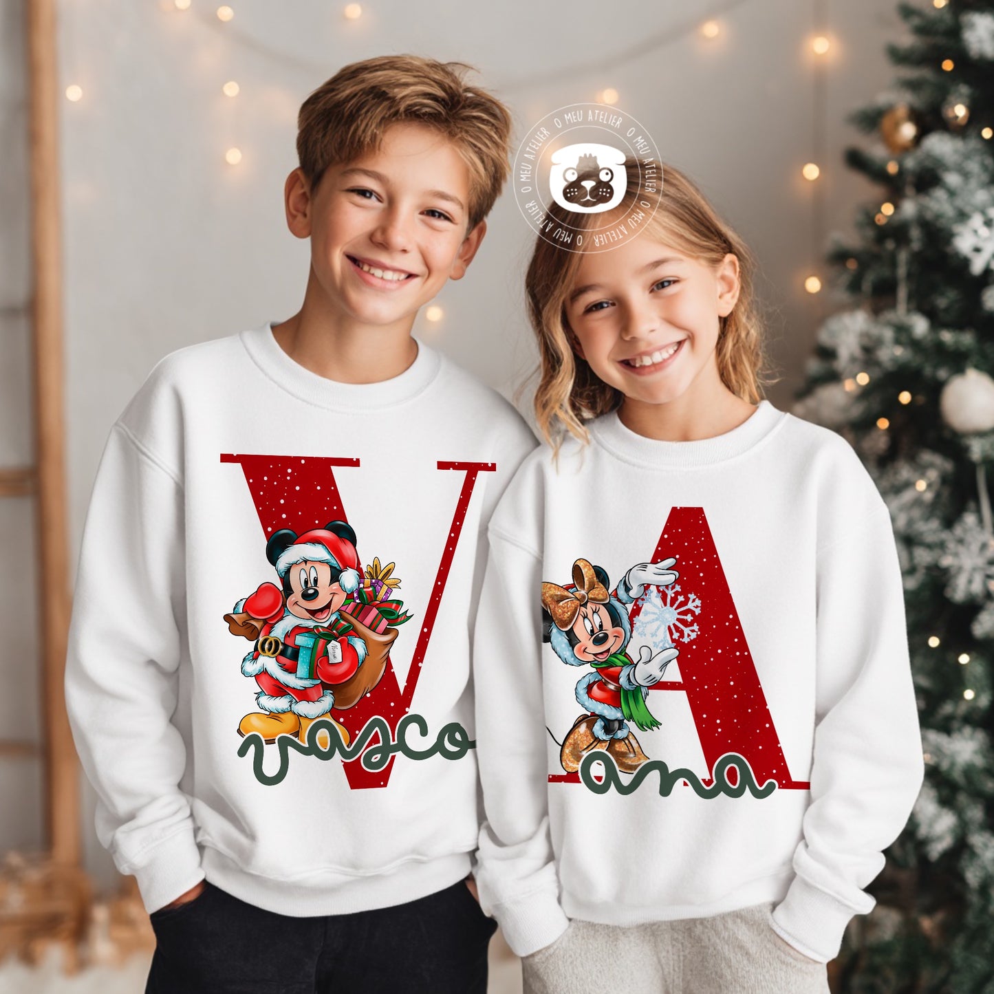 Camisolas de Natal Personalizadas com Nome – Amigos Mágicos – 100% Algodão Cardado