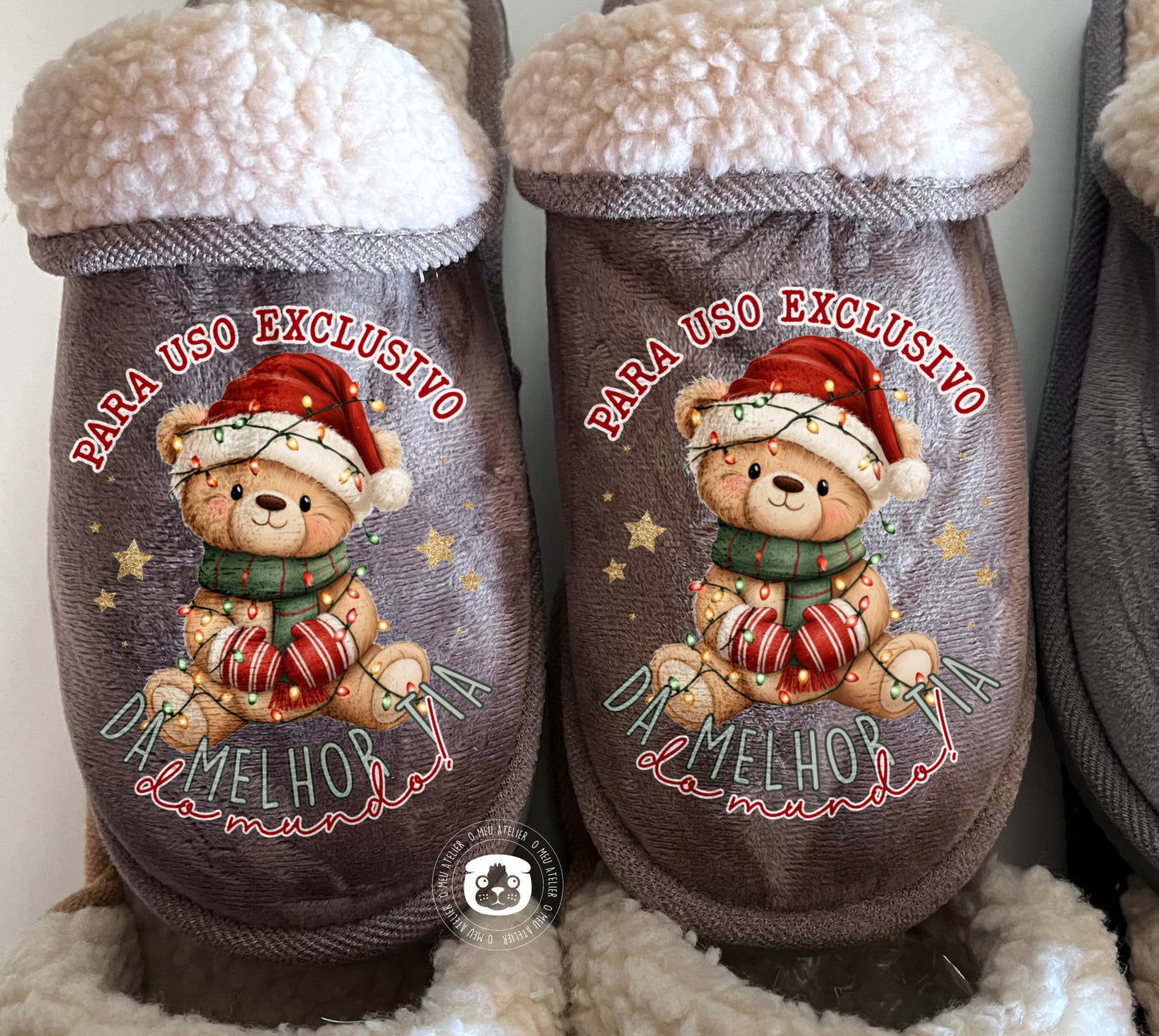 Chinelos pelo de carneiro personalizados - Uso exclusivo
