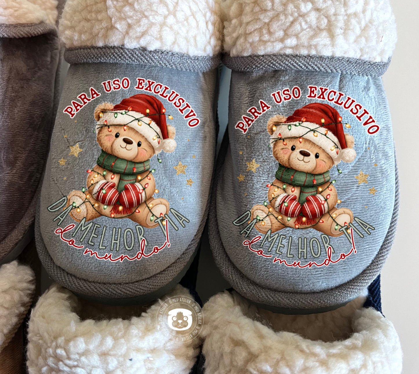 Chinelos pelo de carneiro personalizados - Uso exclusivo