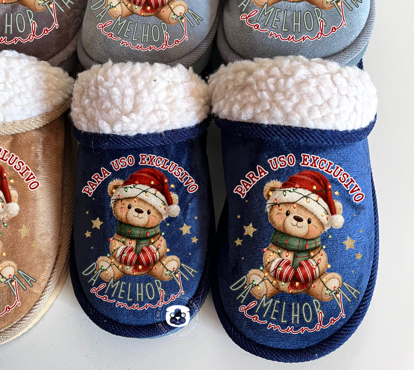 Chinelos pelo de carneiro personalizados - Uso exclusivo