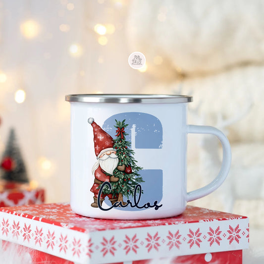 Caneca de esmalte Natal “Gnomo”