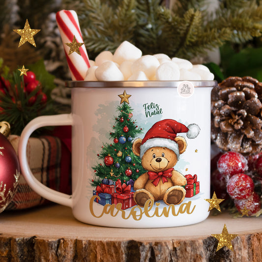 Caneca de esmalte Natal “Ursinho”