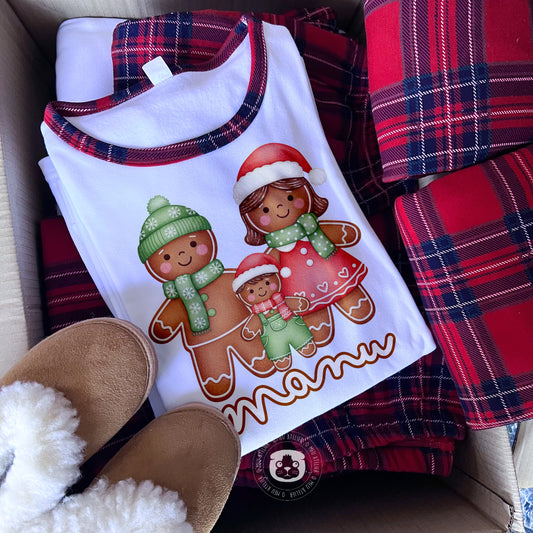 Pijama de Natal Personalizado com Bolachinhas Gingerbread – Conjunto Família