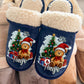 Chinelos de Natal Personalizados com Ursinho – Super Macios e Confortáveis