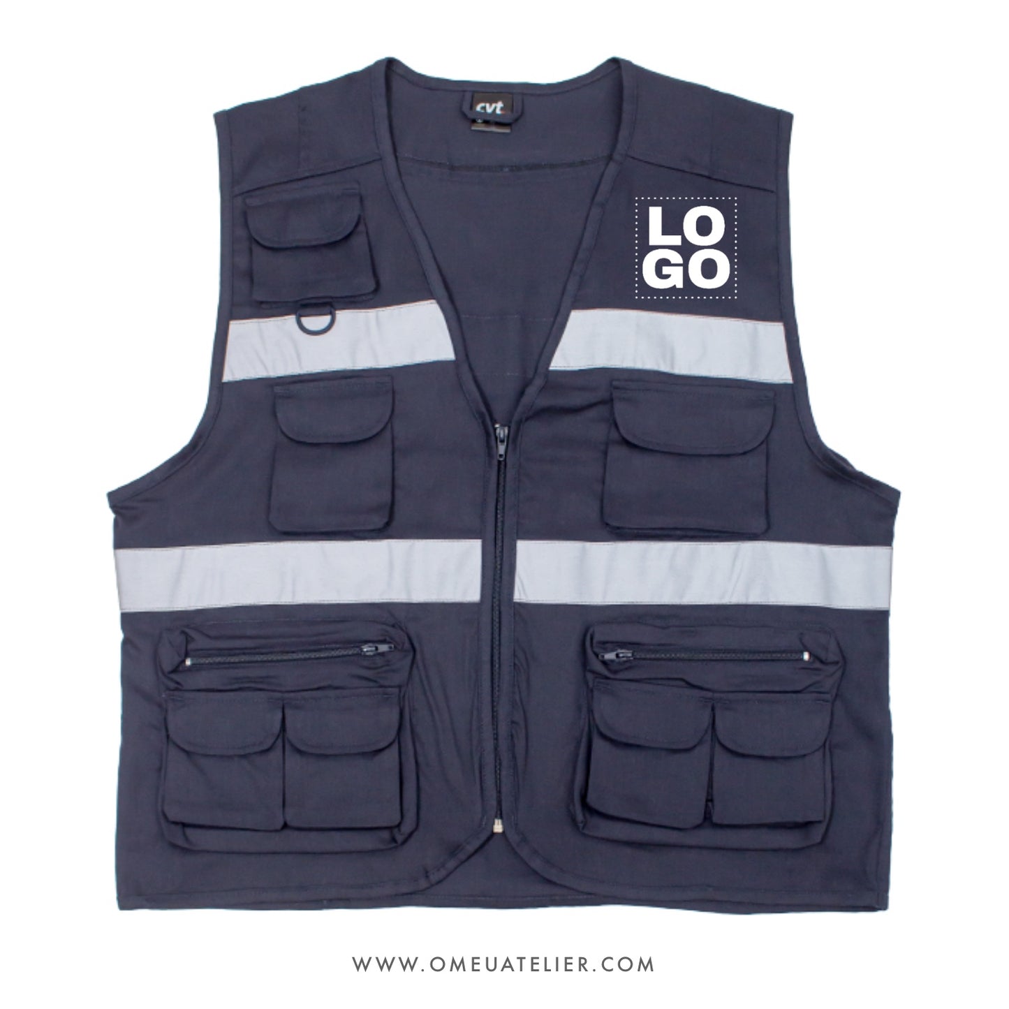 Colete Multibolsos Reporter / Safari Refletor para Empresas - Personalizado