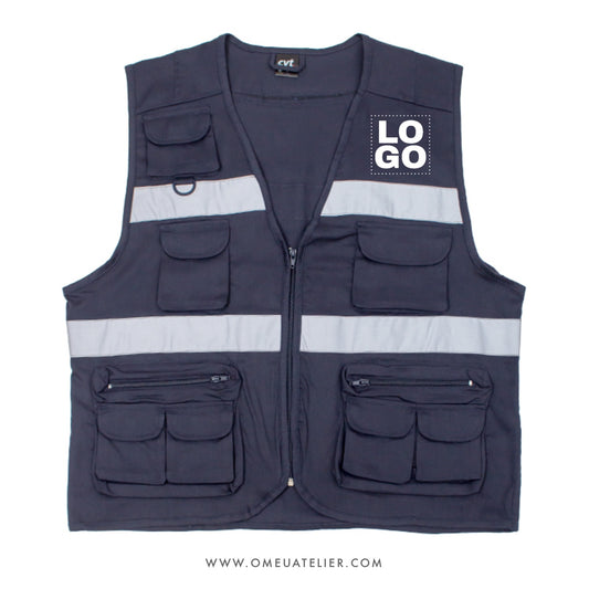 Colete Multibolsos Reporter / Safari Refletor para Empresas - Personalizado